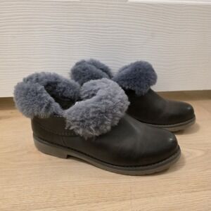 Aussie Connection Gray Leather Shearling Fur Lined Warm Ankle Boots Size 6